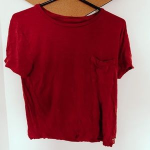 Abercrombie essentials maroon pocket tee